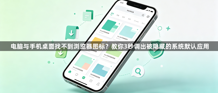电脑与手机桌面找不到浏览器图标？教你3秒调出被隐藏的系统默认应用1